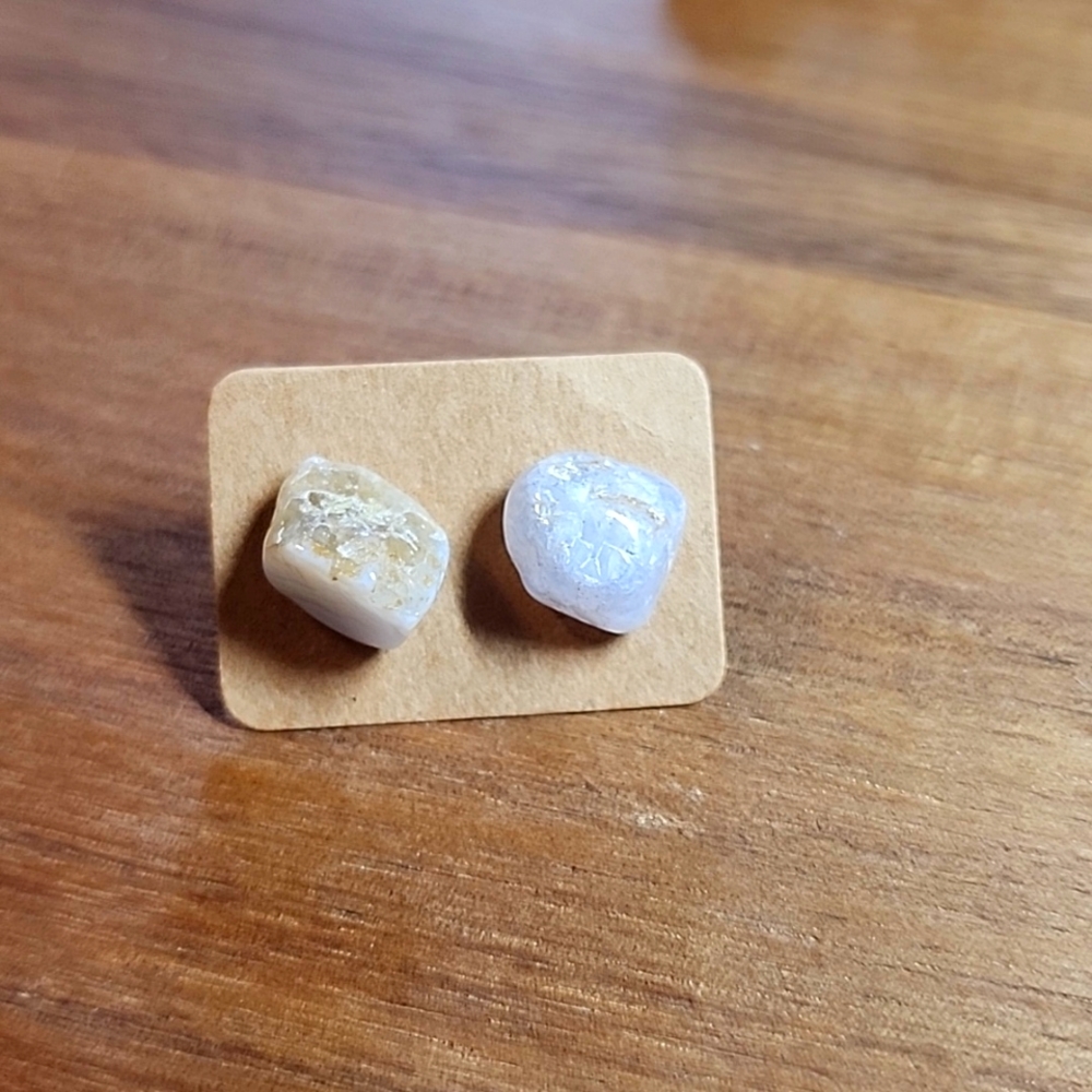 Blue Chalcedony Stud Earrings - Picture 3 of 7